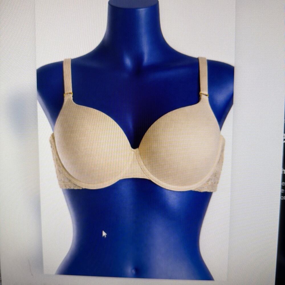 Soma Embraceable enchanting lace demi bra 38C beige lace full coverage